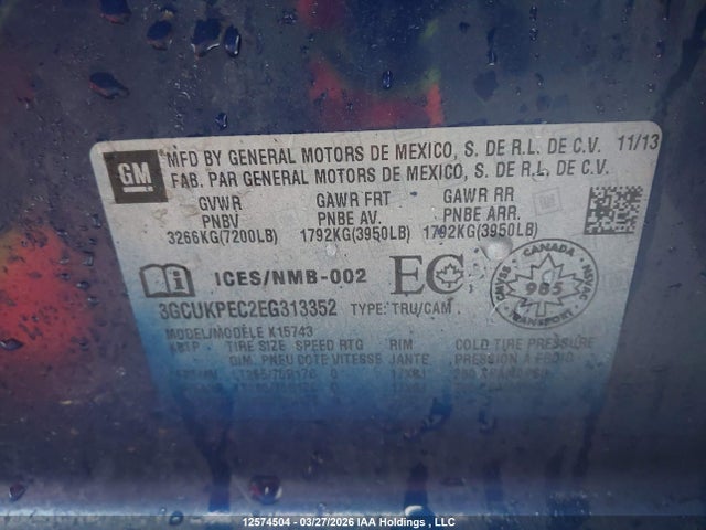 Продаж на аукціоні авто 2014 Chevrolet Silverado 1500 1wt/2wt, vin: 3GCUKPEC2EG313352, номер лоту: 12574504