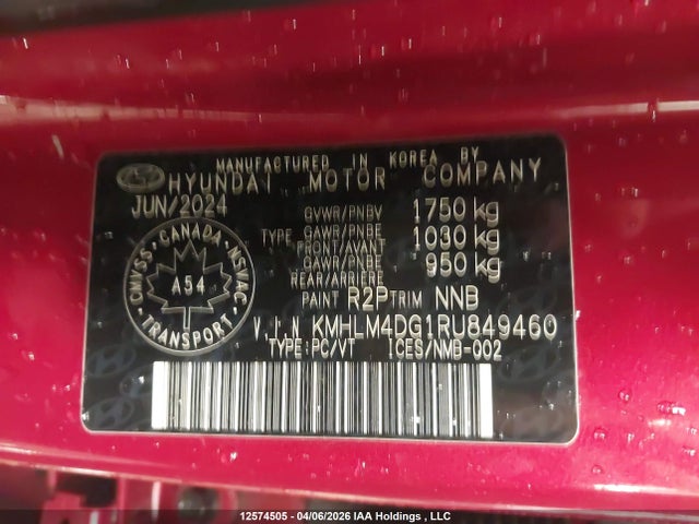 KMHLM4DG1RU849460 Hyundai ELANTRA SEL