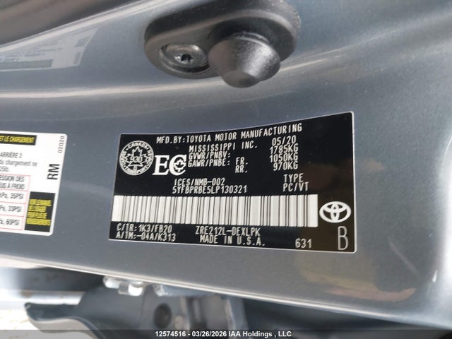 Продажа на аукционе авто 2020 Toyota Corolla Le, vin: 5YFBPRBE5LP130321, номер лота: 12574516