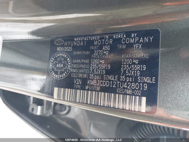 Продаж на аукціоні авто 2026 Hyundai Tucson Ultimate Hybrid Awd, vin: KM8JCDD12TU428019, номер лоту: 12574525
