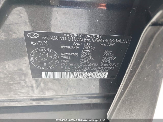 Продажа на аукционе авто 2023 Hyundai Santa Fe Preferred Awd With Trend Package, vin: 5NMS3DAJ5PH572982, номер лота: 12574536