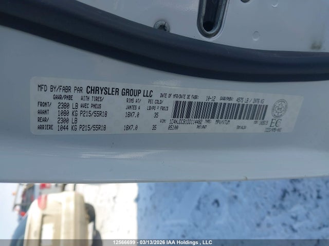 2013 Jeep Compass Limited მანქანა იყიდება აუქციონზე, vin: 1C4NJDCB1DD114482, აუქციონის ნომერი: 12566699
