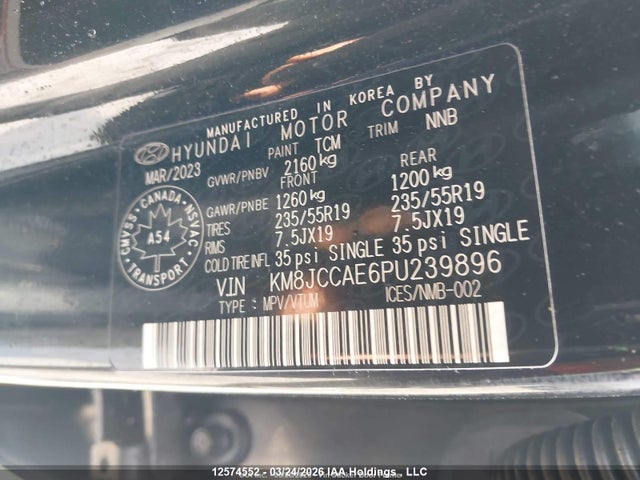 Продаж на аукціоні авто 2023 Hyundai Tucson Sel, vin: KM8JCCAE6PU239896, номер лоту: 12574552
