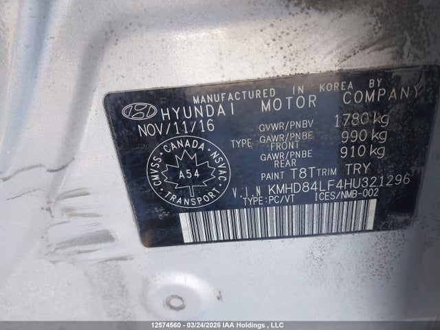 KMHD84LF4HU321296 Hyundai Elantra Se/value/limited
