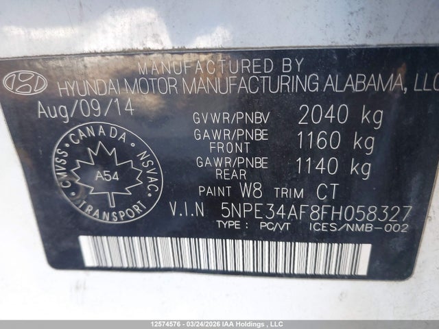 Aukcja sprzedaży 2015 Hyundai Sonata Sport/limited, vin: 5NPE34AF8FH058327, numer aukcji: 12574576
