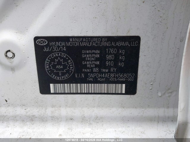 Aukcja sprzedaży 2015 Hyundai Elantra Se/sport/limited, vin: 5NPDH4AE8FH568052, numer aukcji: 12574615