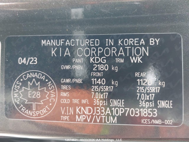 KNDJ33A10P7031853 KIA Soul Ev Limited