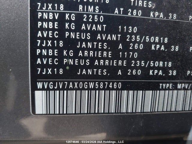 WVGJV7AX0GW587460 Volkswagen Tiguan Comfort/high/r-line/sp Ed