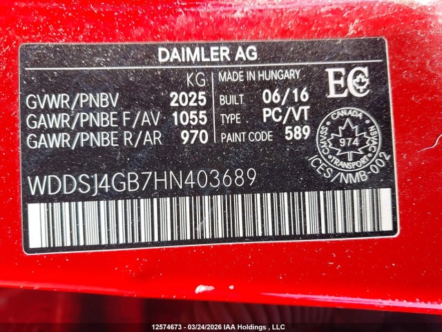 WDDSJ4GB7HN403689 Mercedes-Benz CLA 250 4MATIC