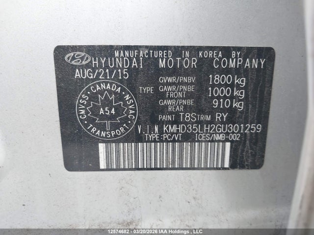 KMHD35LH2GU301259 Hyundai ELANTRA GT