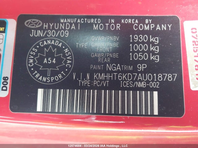 Aukcja sprzedaży 2010 Hyundai Genesis Coupe 2.0t, vin: KMHHT6KD7AU018787, numer aukcji: 12574684