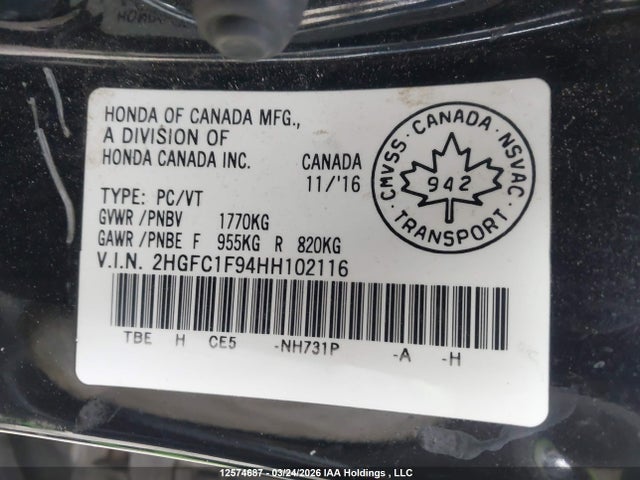 2HGFC1F94HH102116 Honda CIVIC SEDAN