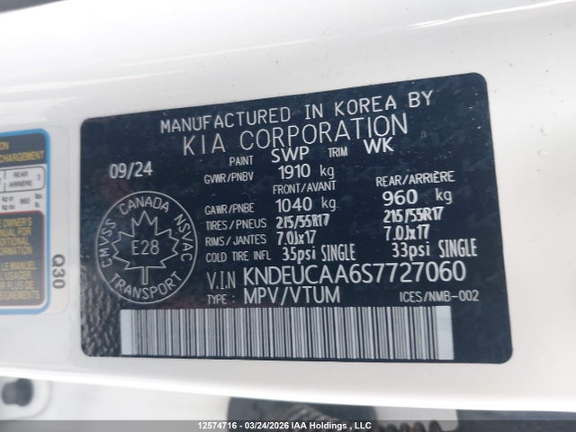 Продажа на аукционе авто 2025 Kia Seltos S, vin: KNDEUCAA6S7727060, номер лота: 12574716