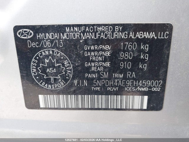 Aukcja sprzedaży 2014 Hyundai Elantra Gl, vin: 5NPDH4AE9EH459002, numer aukcji: 12527681