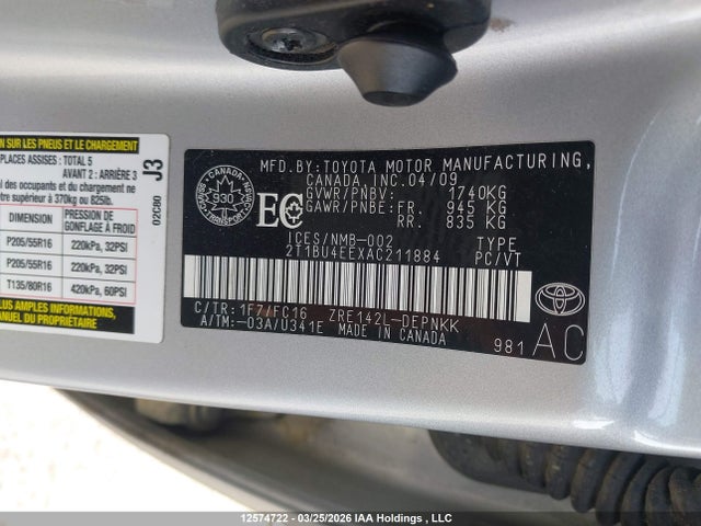 Aukcja sprzedaży 2010 Toyota Corolla S/le/xle, vin: 2T1BU4EEXAC211884, numer aukcji: 12574722