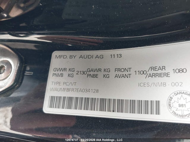12574737 :رقم المزاد ، WAUMFBFR7EA034128 vin ، 2014 Audi A5 2.0 Progressiv مزاد بيع