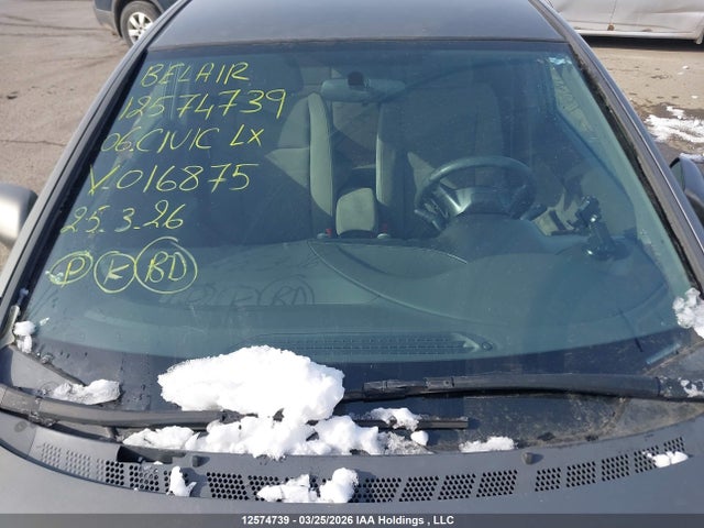 2006 Honda Civic Lx მანქანა იყიდება აუქციონზე, vin: 2HGFA16516H016875, აუქციონის ნომერი: 12574739