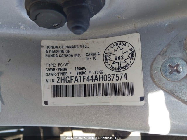 2010 Honda Civic მანქანა იყიდება აუქციონზე, vin: 2HGFA1F44AH037574, აუქციონის ნომერი: 12574762