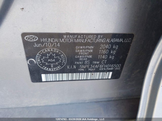 5NPE34AF6FH016500 Hyundai Sonata Limited