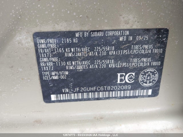 JF2GUHFC6T8202089 Subaru Crosstrek Onyx