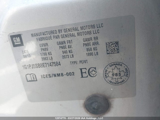 1G1PJ5SB8E7147584 Chevrolet CRUZE ECO