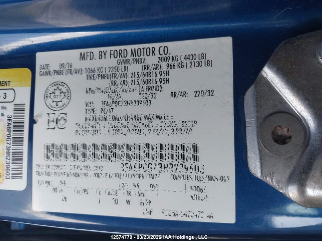 Продаж на аукціоні авто 2017 Ford Fusion S, vin: 3FA6P0G73HR239603, номер лоту: 12574779