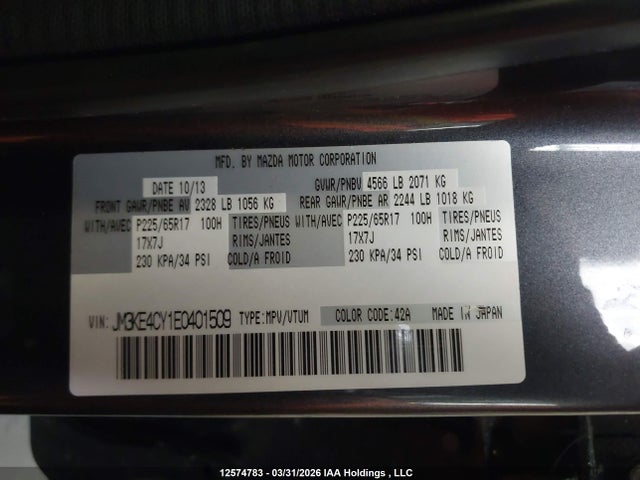 Продаж на аукціоні авто 2014 Mazda Cx-5 Touring, vin: JM3KE4CY1E0401509, номер лоту: 12574783