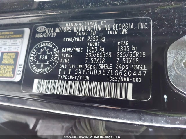 5XYPHDA57LG620447 KIA Sorento 3.3l Ex/3.3l Ex+