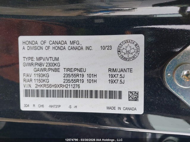 2HKRS6H9XRH211276 Honda Cr-v Touring Hybrid