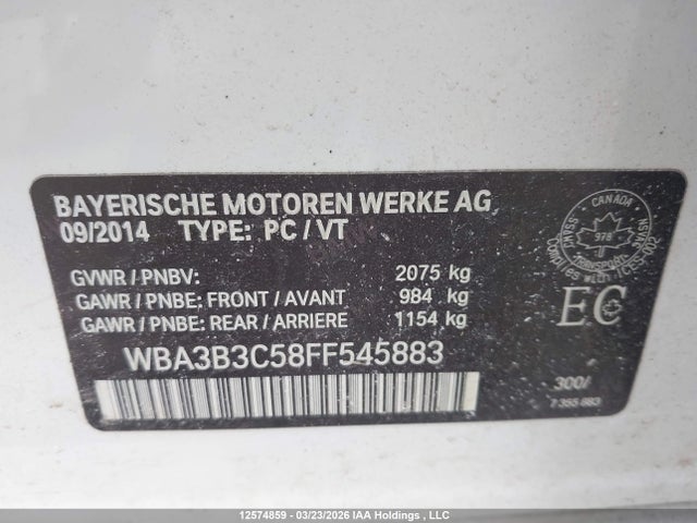 Продаж на аукціоні авто 2015 Bmw 328 Xi, vin: WBA3B3C58FF545883, номер лоту: 12574859