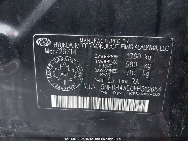 Продаж на аукціоні авто 2014 Hyundai Elantra Gl, vin: 5NPDH4AE0EH512654, номер лоту: 12574863