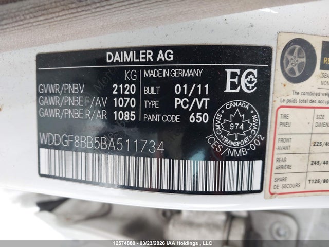 Aukcja sprzedaży 2011 Mercedes-benz C 300 4matic, vin: WDDGF8BB5BA511734, numer aukcji: 12574880