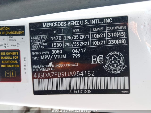 Aukcja sprzedaży 2017 Mercedes-benz Gle 63 Amg-s 4matic, vin: 4JGDA7FB9HA954182, numer aukcji: 12574901