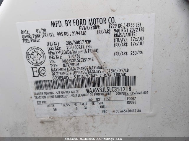 MAJ6S3JL5LC351218 Ford Ecosport Ses