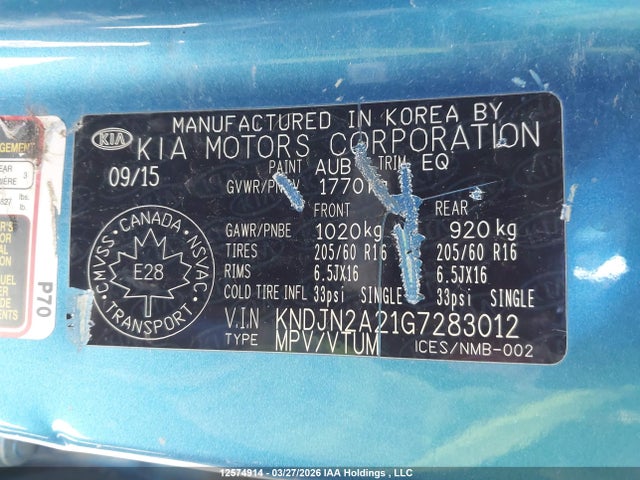 Продажа на аукционе авто 2016 Kia Soul Lx/lx+, vin: KNDJN2A21G7283012, номер лота: 12574914