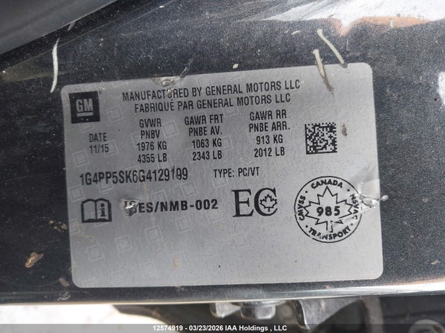 Aukcja sprzedaży 2016 Buick Verano, vin: 1G4PP5SK6G4129199, numer aukcji: 12574919