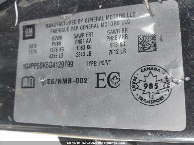 Aukcja sprzedaży 2016 Buick Verano, vin: 1G4PP5SK6G4129199, numer aukcji: 12574919