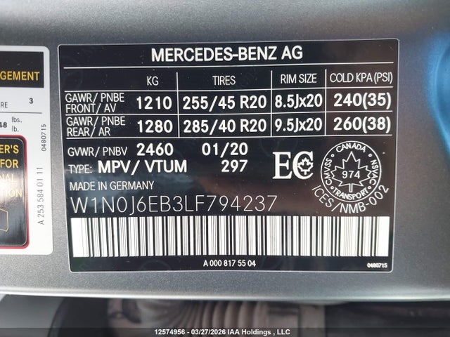 Aukcja sprzedaży 2020 Mercedes-benz Glc Coupe 43 4matic Amg, vin: W1N0J6EB3LF794237, numer aukcji: 12574956