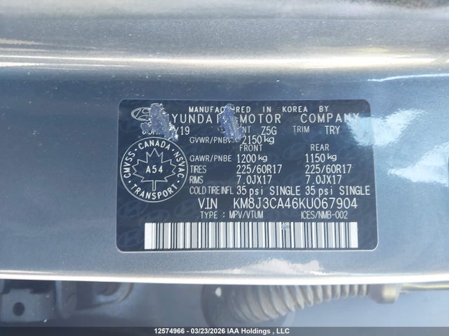 Продаж на аукціоні авто 2019 Hyundai Tucson Preferred, vin: KM8J3CA46KU067904, номер лоту: 12574966