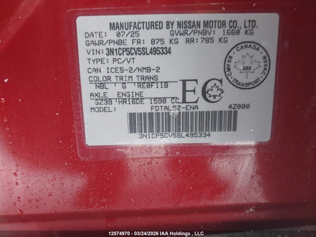 3N1CP5CV5SL495334 Nissan Kicks Play Sv