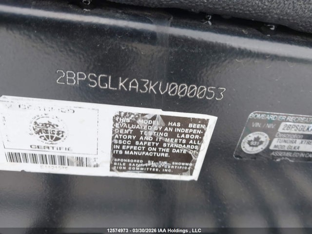 12574973 :رقم المزاد ، 2BPSGLKA3KV000053 vin ، 2018 Skidoo Tundra مزاد بيع