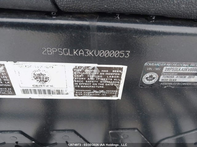 12574973 :رقم المزاد ، 2BPSGLKA3KV000053 vin ، 2018 Skidoo Tundra مزاد بيع
