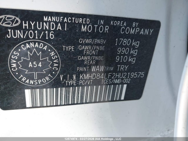 KMHD84LF2HU219575 Hyundai Elantra Se/value/limited