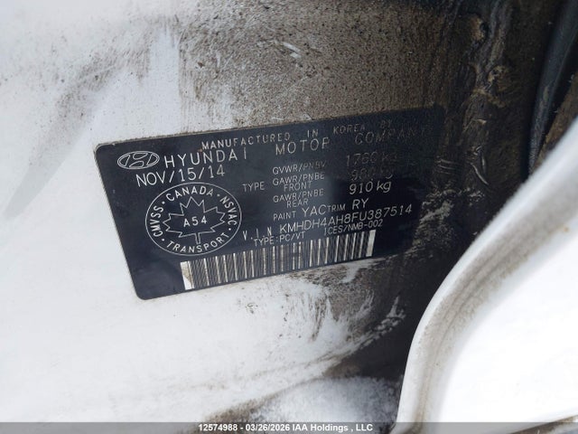 KMHDH4AH8FU387514 Hyundai Elantra Limited