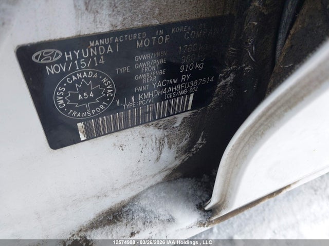 KMHDH4AH8FU387514 Hyundai Elantra Limited