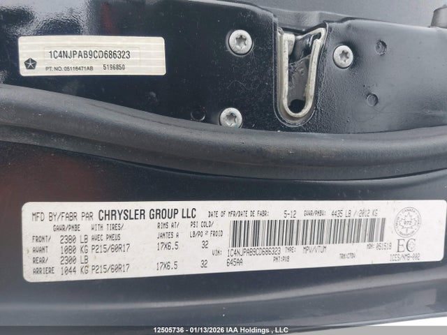 Продаж на аукціоні авто 2012 Jeep Patriot Sport/north, vin: 1C4NJPAB9CD686323, номер лоту: 12505736