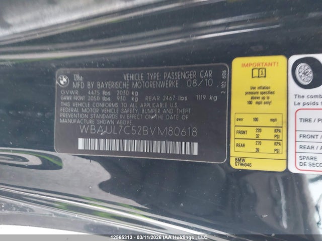 Aukcja sprzedaży 2011 Bmw 128i, vin: WBAUL7C52BVM80618, numer aukcji: 12565313