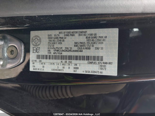 Продажа на аукционе авто 2024 Ford Escape, vin: 1FMCU9GN2RUA98344, номер лота: 12575047