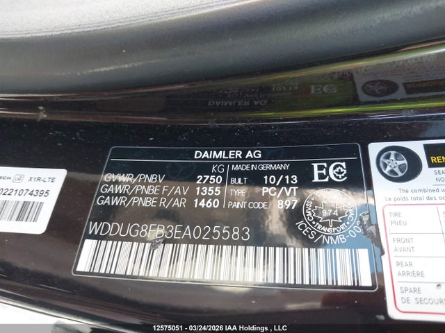 12575051 :رقم المزاد ، WDDUG8FB3EA025583 vin ، 2014 Mercedes-benz S 550 4matic مزاد بيع