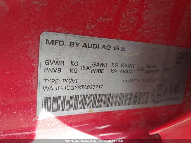WAUGUCGY8TA027717 Audi A3 Premium/premium Plus